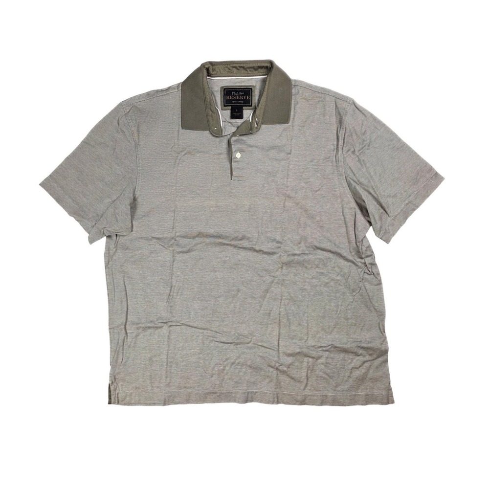 Jos. A Bank Reserve Classic Fit Tan Green Pin Striped S/Sleeve Polo Men's Size L